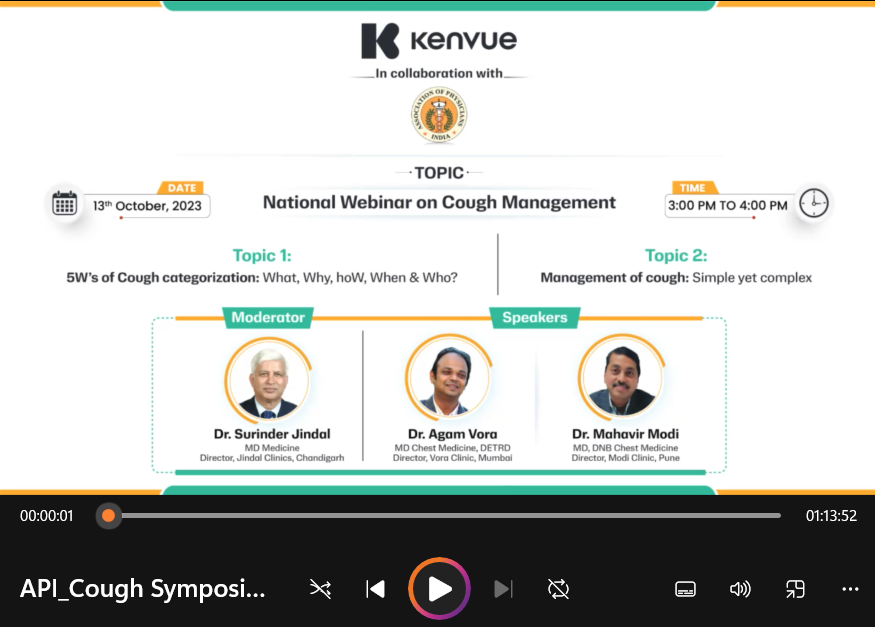 National Webinar on Cough Management recording Link